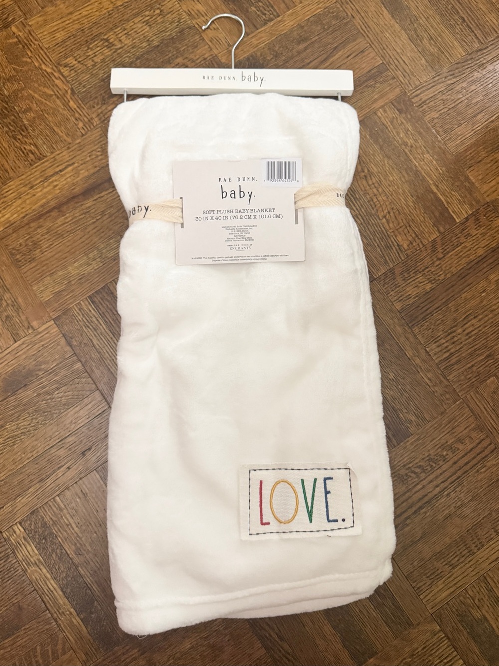 RAE DUNN “LOVE” Baby Blanket NWT White Soft and Plush 30” x 40” Gift Idea